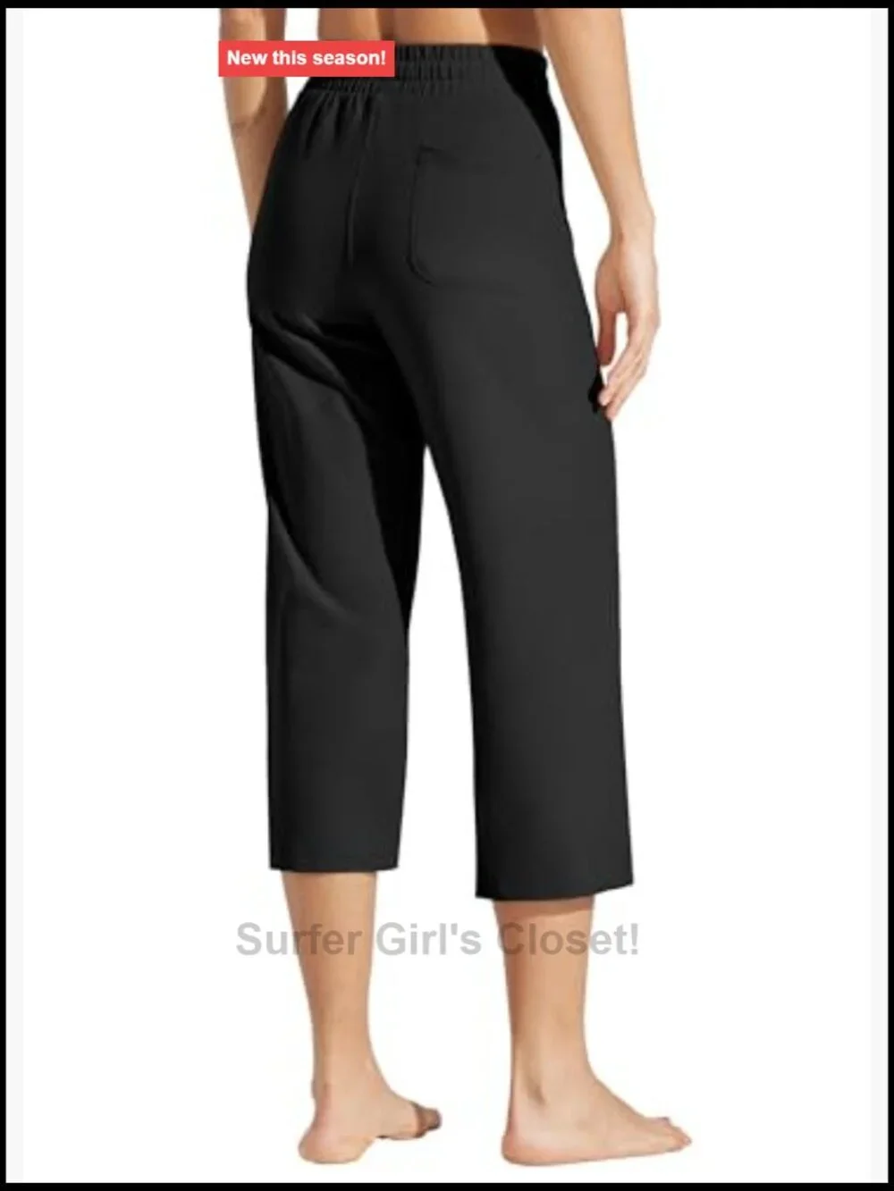 Cotton Spandex Wide Leg Capri Sweatpants with Pockets